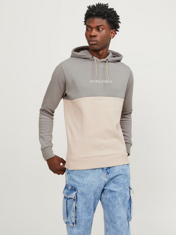 Jack & Jones Kapuzensweatshirt JJERYDER BLOCKING SWEAT HOOD NOOS grau XS