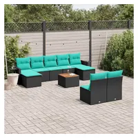 vidaXL Gartensofa-Set 10-tlg. Loungesofa schwarz
