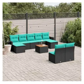 vidaXL Gartensofa-Set 10-tlg. Loungesofa schwarz