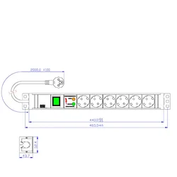 BACHMANN 19 PDU PVC 6xCEE7/3 Schalter"