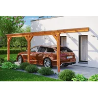 SKANHOLZ Wandanbau-Carport Vogtland 3,00 x 5,41 m eiche hell inkl. Pfostenanker