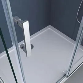 SoGood doporro Eckdusche 70x100x195cm Eck-Duschkabine Duschabtrennung ESG-Sicherheitsglas Klarglas Schiebetür inkl. Easy-Clean-Beschichtung Einstieg Rechts