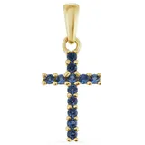 Tony Fein Kreuzanhänger Goldänhänger Kreuz Blau 585er 14 Karat Gold Hochglanzpoliert Zirkonia, Made in Italy für Damen und Herren