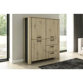 byLIVING Highboard Faro 120 x 137 x 40 cm Artisan Eiche / Schwarz