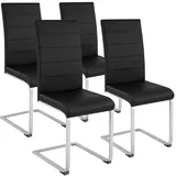 tectake® 4er Set Esszimmerstühle, Freischwinger Küchenstuhl mit Rückenlehne, Stühle für Esszimmer, Küchenstühle modern, Dining Chair, Polsterstuhl, Esstischstühle, Besucherstuhl - schwarz