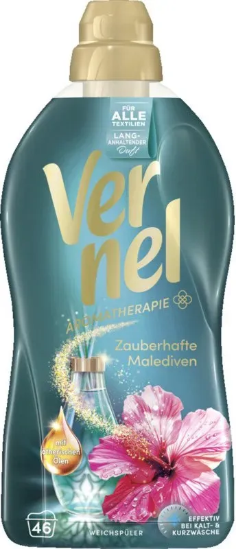 Vernel Aromatherapie Zauberhafte Malediven Weichspüler, 46 WL – 1 Flasche = 1012 ml