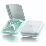 Tablettenbox Pillendose Medikamentenbox, 4 Fächer Pillendose Klein Tablettendose, Klein, Wasserdicht und Feuchtigkeitsbeständig, Geeignet für Handgepäck und Reisen (Weiß)