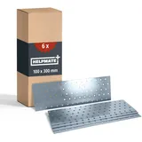 Helpmate – 6 Stück Lochplatten 100x300 mm – Flachverbinder galvanisch verzinkt & blau passiviert – Holzverbinder mit Korrosionsschutz, stabil & langlebig – einfache Montage