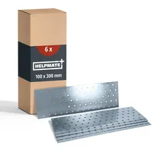Helpmate – 6 Stück Lochplatten 100x300 mm – Flachverbinder galvanisch verzinkt & blau passiviert – Holzverbinder mit Korrosionsschutz, stabil & langlebig – einfache Montage
