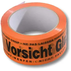 VEPATIM 36x Warnklebeband "Vorsicht Glas" PP Acrylatkleber geräuscharm 50mm x 66m