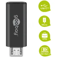 goobay 55553 USB 2.0 Hi-Speed Adapter, grey