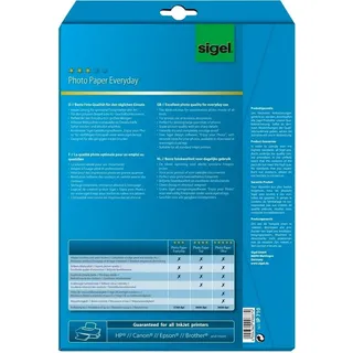Sigel Fotopapier Everyday-plus IP710 DIN A4 200g weiß 20 Bl./Pack.