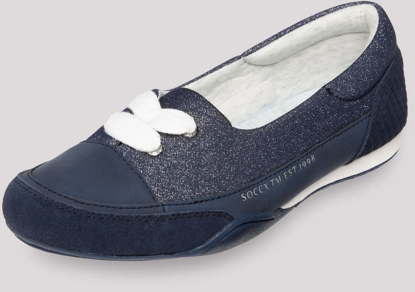 Ballerina SOCCX, Damen, Gr. 37, blau, Leder, Synthetik, Textil, bedruckt, Schuhe Ballerina, mit gepolsterter Textildecksohle