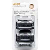 Lascal KiddyGuard Avant/Accent/Assure Rohrhalterung Set für Rollgehäuse, Stangenhalterung für runde oder eckige Geländer bis 50 mm Durchmesser, 2er-Set Rohrschellen, schwarz