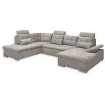 ed exciting design MEDAN Wohnlandschaft Taupe, & Ausziehbares Sofa mit Schlaffunktion und Bettkasten - 324 x (218) cm, (B/H/T)