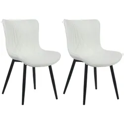 DELUKE® 2er Set Stühle KELCE Kunstleder - 80,5x50x62cm, weiß, Kunstleder Metall Gestell Stühle EsszimmerstühleEsstisch Stühle Küchenstuhl