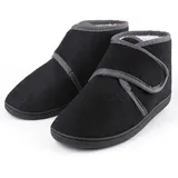 TIESTRA Warm Hausschuhe Herren Winter Kunststoffe Lammfell Diabetiker Hausschuhe Breiter Fuß Filzpantoffeln Mit Memory Foam Sohle, Filz Herrenhausschuhe Mit Klettverschluss Flach