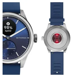 Withings ScanWatch 2 42 mm silber, Silikonarmband blau