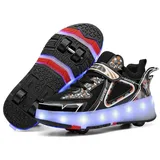 HUSK'SWARE Rollschuhe, Leuchtende Rollschuhe für Kinder,Schuhe mit Rollen schwarz 38