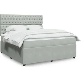 vidaXL Boxspringbett mit Matratze Hellgrau 180x200 cm Samt