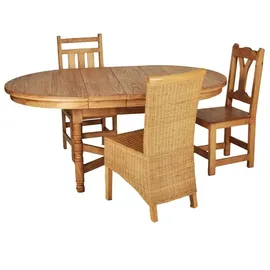 MiaMöbel Mexico Esstisch 120cm - rund, Ausziehbar Massivholz Pinie Mexiko Möbel Mexikanisch