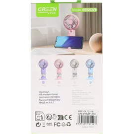 AccuCell Handventilator mit Sprühdüse, Handyhalterung und Standfuß, 3 Gebläsestufen, wiederaufladbar per USB-C, farblich sortiert