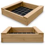 Gartenwelt Riegelsberger Sandkasten BULLE mit Sitzbrettern und Bodenplane Lärche