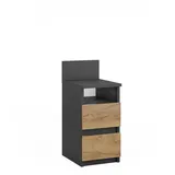 Vicco Kommode Monty, Anthrazit/Goldkraft Eiche, 25 x 59.1 cm mit 2 Schubladen