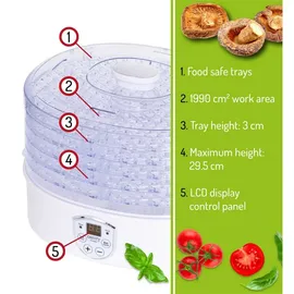 Camry CR 6659 Lebensmitteltrockner, 550W, Dörrautomat Lebensmittel Dehydrator, Dörrgerät für Lebensmittel