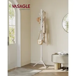 VASAGLE Garderobenständer, freistehender Kleiderständer, Garderobe aus Massivholz, in Baumform, mit 8 Haken, für Kleidung, Hüte