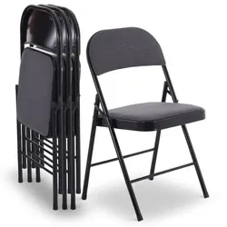 Klappstuhl 4er-Set, klappbarer Gästestuhl, gepolstert, stabil und bequem, Belastbarkeit 130 kg, stabiler Metallrahmen, Grau/Schwarz, Raburg Elias