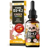 Vitamin D3 + K2 KINDER Tropfen 1000x - mit 650 IE Vitamin D3 vegan + 20 μg bioaktives Vitamin K2 MK7 (Pharmaquinone®) - Immunsystem & Knochen - laborgeprüft mit Zertifikat - Vorrat für 11 Monate