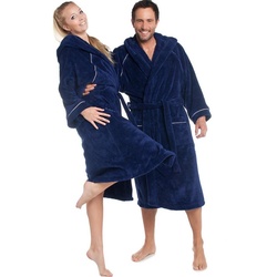 CelinaTex Bademantel Saunamantel Kapuze für Sie&Ihn flauschig Wellsoft blau XXL, Polyester blau