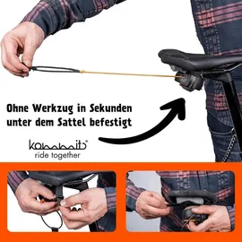 Kommit Fahrrad Zugsystem Abschleppseil schwarz, für Kinder und Erwachsene, 2 m, 120 kg Zugkraft