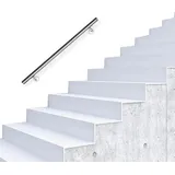 Edelstahl Handlauf Geländer und Handläufe geschliffen Wandhandlauf Treppengeländer für Innen und Außen ohne Querstreben 120cm - Tolletour