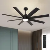 Depuley Deckenventilator mit Beleuchtung und Fernbedienung für Hausbesitzer: LED Lampe mit Ventilator für Wohnzimmer Schlafzimmer Küche, 183CM, Dimmbar,Timer- Leise Deckenventilator Schwarz