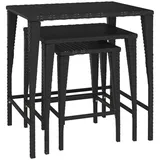 vidaXL Satztische 3 Stk. Schwarz Poly Rattan