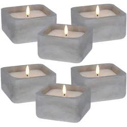 WellHome - Packung mit 6 grauen quadratischen LED-Kerzen 12x12x6,5cm