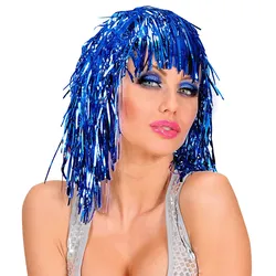 Blaue Lametta Perücke