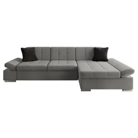 Mirjan24 Ecksofa Malwi mit Regulierbare Armlehnen, Schlaffunktion und Bettkasten, L-Form Sofa vom Hersteller (Polo 894 + Polo 897, Seite: Rechts) - Schwarz/Grau