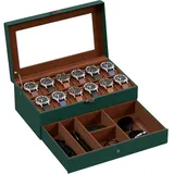 LuxusKollektion Uhrenbox Uhrenbox 12 Fächer Glasdeckel Uhrenkissen Schmuck 12-Slot Grün grün