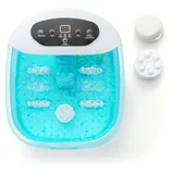 COSTWAY Fußbad Massagegerät, Fussbadewanne elektrisch, Foot Massager mit Heizung Blasen Vibration & Temperaturregelung & 1H Timer & Pediküre Bimsstein & Rollen & Massageknoten (Eisblau)