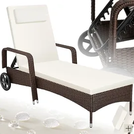 Tectake Rattan Sonnenliege 200 x 70 x 33 cm - Braun