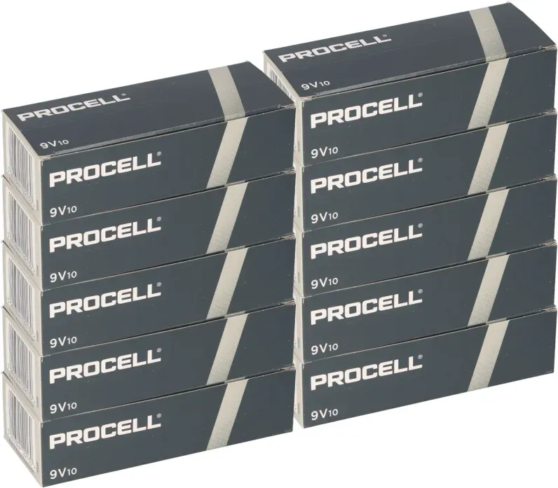 100x Duracell Procell MN1604 9V-Block