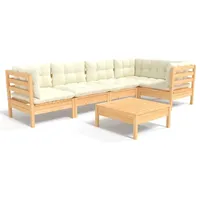 vidaXL Garten-Lounge-Set 6-tlg. creme Kiefernholz