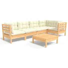 vidaXL Garten-Lounge-Set 6-tlg. creme Kiefernholz