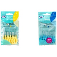 TePe Interdentalbürsten Extra Soft Gelb (ISO Größe 4: 0,7 mm) 1 x 8 Interdental Bürsten & Interdentalbürste Blau ISO-Größe 3 (0,6 mm) / 1 x 8 Interdentalbürsten