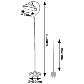 Rabalux 5310 - Bodenlampe DRAGAN E27, schwarz, rund, Industriell, ø310mm Schwarz
