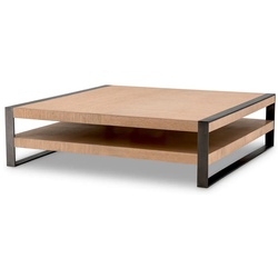 Casa Padrino Luxus Couchtisch Naturfarben / Bronze 150 x 150 x H. 42,5 cm - Quadratischer Wohnzimmertisch - Wohnzimmer Möbel - Massivholz Möbel - Luxus Möbel - Luxus Einrichtung