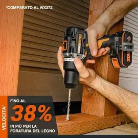 Worx Nitro 18 V (20 V MAX) Akku-Schlagbohrmaschine, PowerShare, bürstenloser Motor, 60 Nm, 13 mm Spannfutter, variable Drehzahlregelung, LED-Licht...